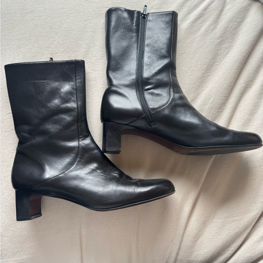 Cole Haan Black Leather Heeled Boots